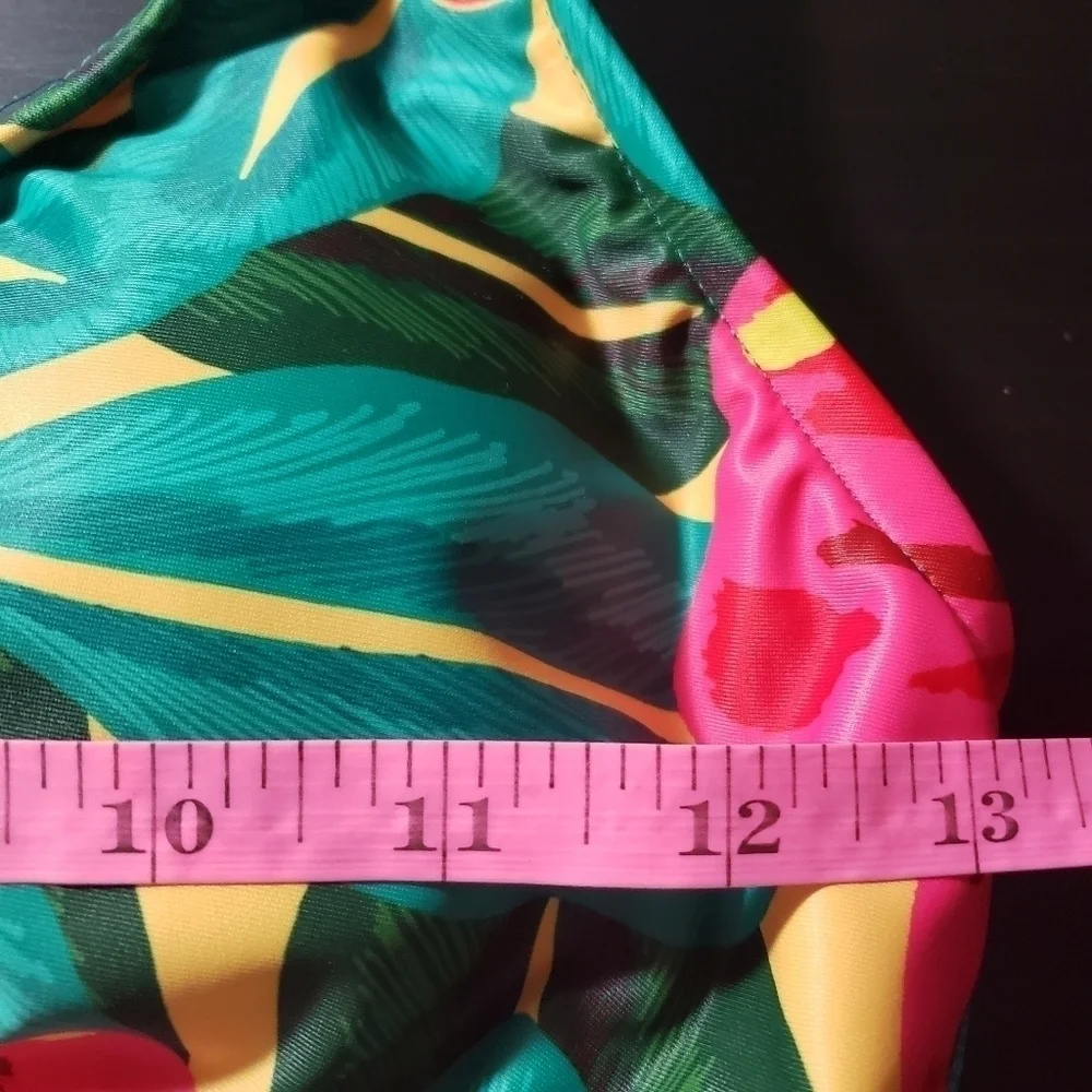 Kona Sol Multi-Color Green Floral Tie Front Bikini